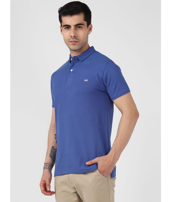 UrbanMark Men 100% Cotton Half Sleeves Regular Fit Solid Polo T Shirt-Blue - None