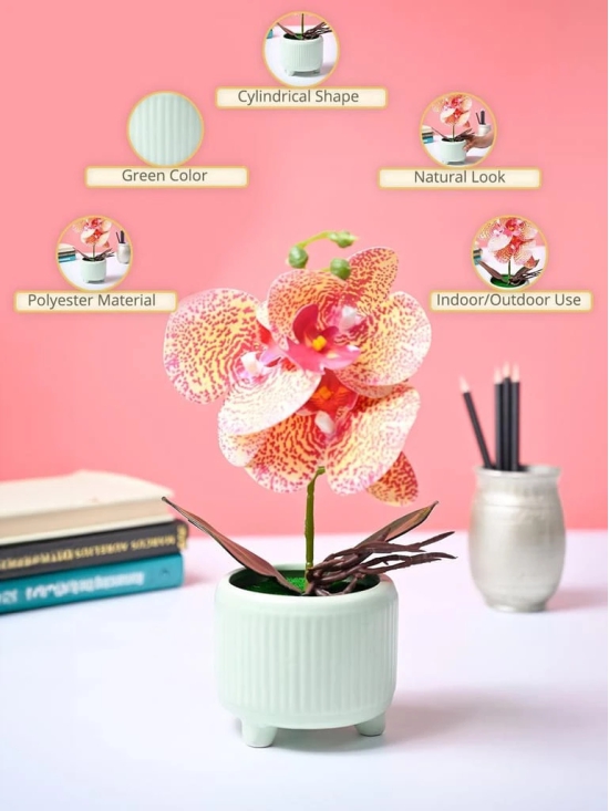 Market99 Pink Artificial Orchid Flower With Green Pot