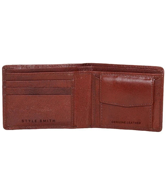 Style Smith 100% Leather Brown Bi-Fold Wallet For Men - Brown