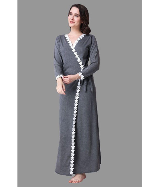 Affair - Grey Cotton Blend Womens Nightwear Nighty & Night Gowns ( Pack of 1 ) - None