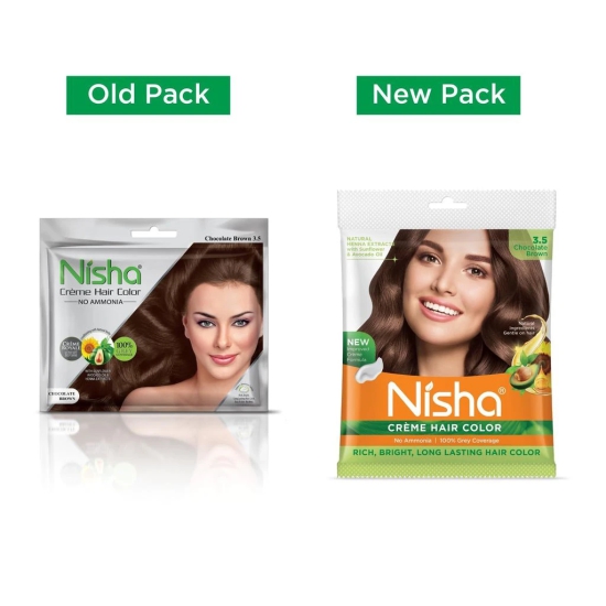 Nisha Creme Hair Color Chocolate Brown 40g Pack of 6, Permanent Hair Color for Women Men, No Ammonia, 100% Grey Coverage