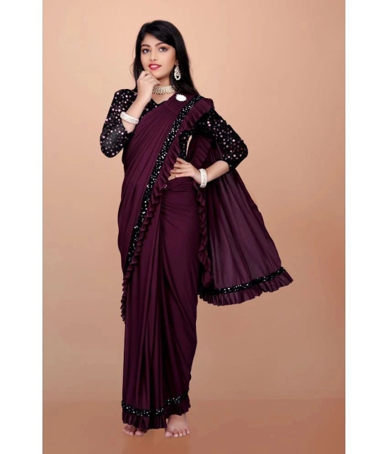 Apnisha - Purple Lycra Girls Saree ( Pack of 1 ) - None