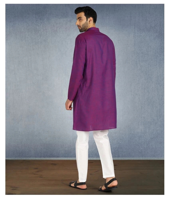 Hangup Purple Cotton Blend Kurta Pyjama Set Pack of 2 - None