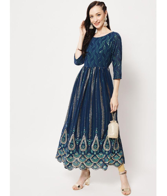 Estela - Teal Georgette Womens Anarkali Kurti ( Pack of 1 ) - None