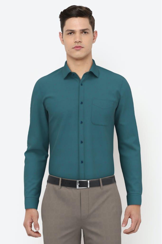 Men Green Slim Fit Formal Full Sleeves Formal Shirt