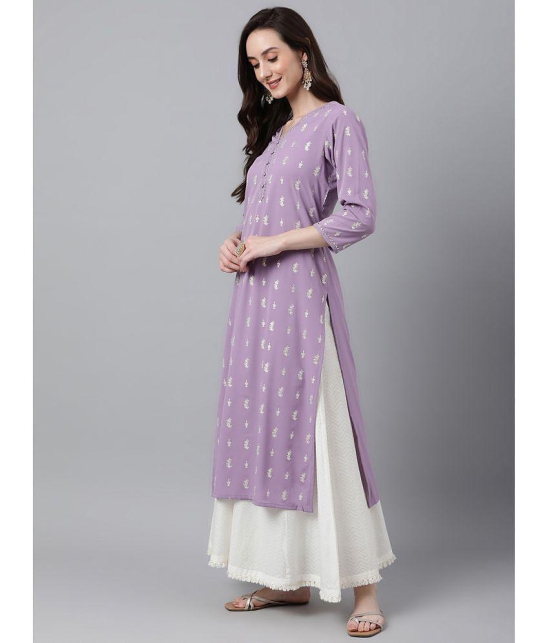 Janasya - Lavender Crepe Womens Straight Kurti ( Pack of 1 ) - None