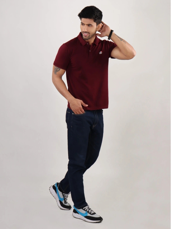 Men Wine Polo Neck T-Shirt-M / Wine