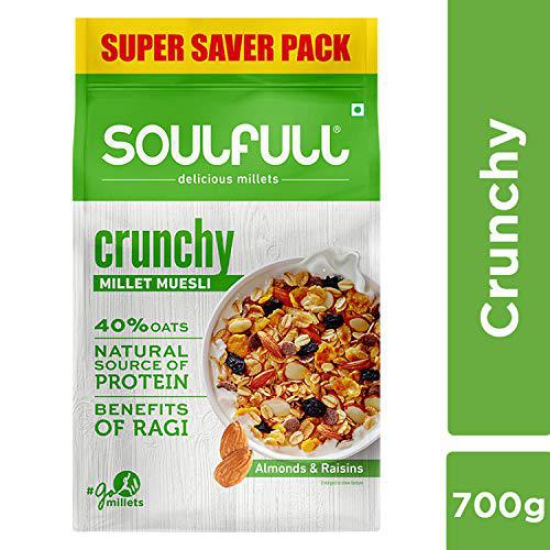 Soulfull Millet Muesli - Crunchy, Contains Almonds & Raisins, 700 G