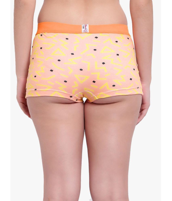 Bruchi Club - Orange Boyshorts Panty Blended Printed Women's Boy Shorts ( Pack of 1 ) - None