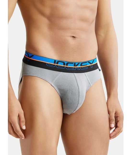 Jockey FP02 Men Super Combed Cotton Rib Solid Brief with Ultrasoft Waistband - Monument - None