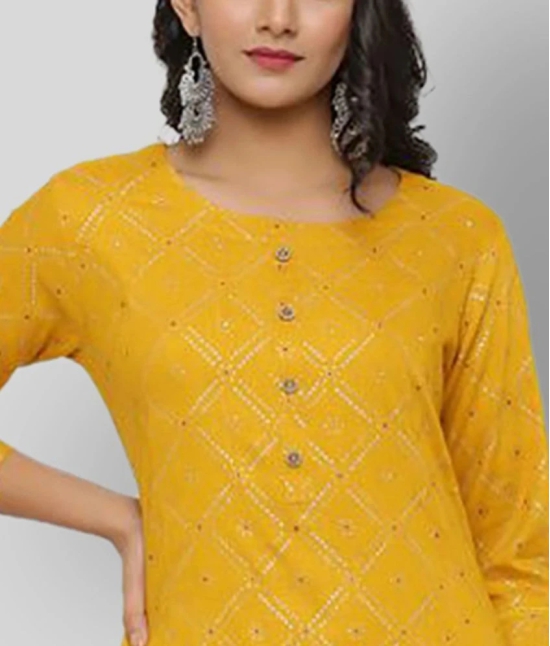 KIPEK - Yellow Rayon Womens Straight Kurti - S