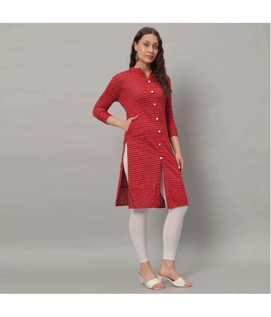 Glito Cotton Blend Checks Front Slit Womens Kurti - Red ( Pack of 1 ) - None