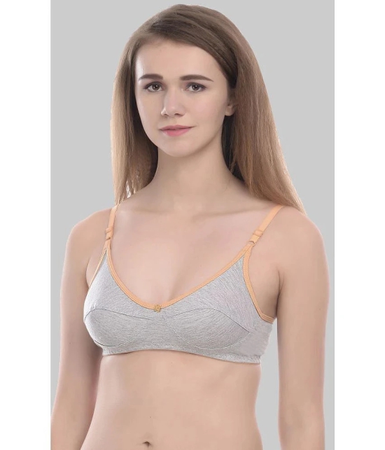 Elina - Beige Cotton Non Padded Womens T-Shirt Bra ( Pack of 2 ) - None