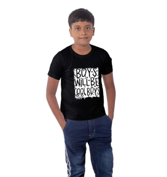 Boys Cotton Will Be Cool Half Sleeve TShirt (Black) PID41483