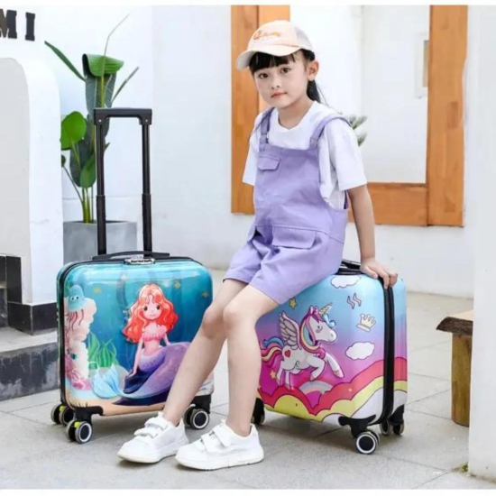 Space / Mermaid / Unicorn Theme Trolley Bag for Kids - A Fun and Secure Travel Companion-Mermaid