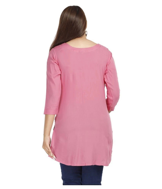 JC4U - Pink Rayon Womens Straight Kurti - XL