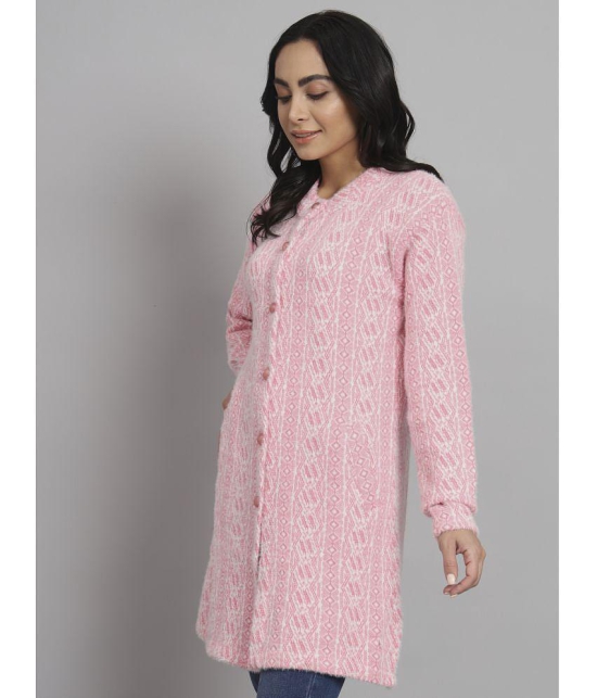 eWools.in Woollen Round Neck Women's Buttoned Cardigans - Pink ( ) - None