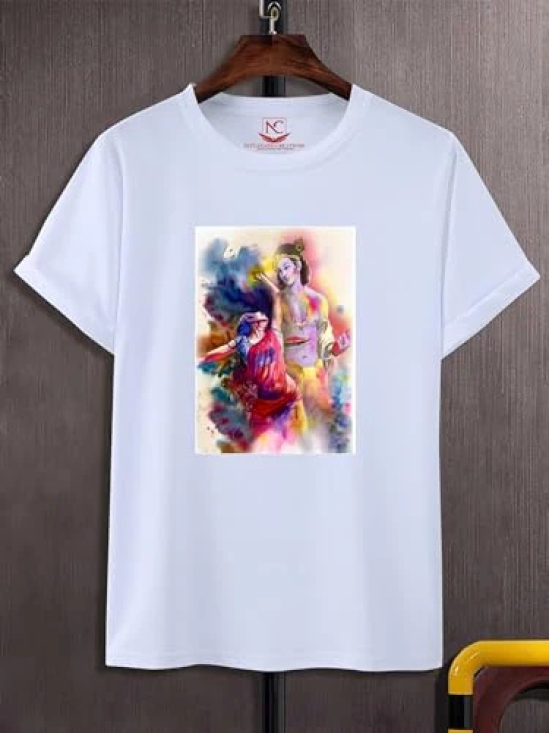 NITYANAND CREATIONS Round Neck White Holi T-Shirt for MEN-HOLI-T-SHIRT-11503-L