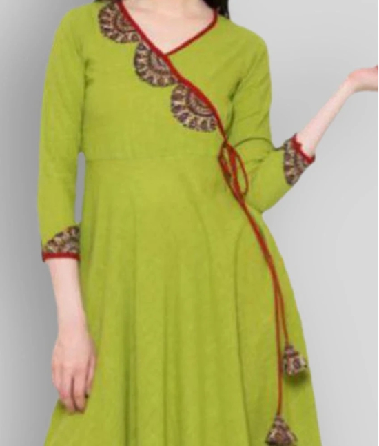 Yash Gallery - Green Cotton Blend Womens Angrakha Kurti - XXL