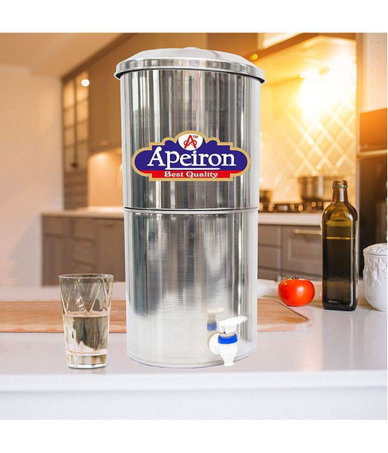 APEIRON STAINLESS STEEL WATER FILTER WITH 1 NEW CANDLE 16 Ltr Gravity Water Purifier