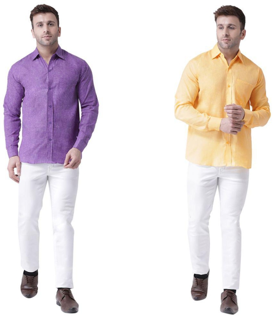 KLOSET By RIAG 100% Cotton Regular Fit Solids Full Sleeves Men's Casual Shirt - Yellow ( Pack of 2 ) - None