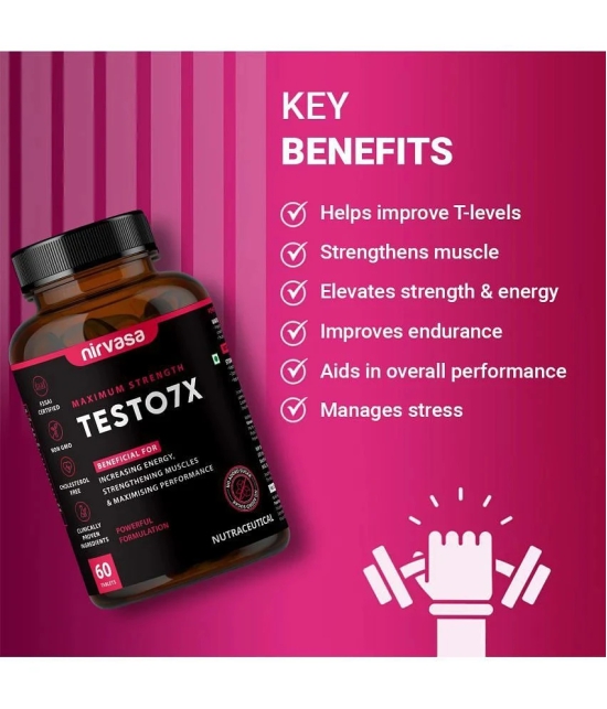 Nirvasa TESTO-7X Tablet, for Stamina, Performance and boosts T-Level in men, (2 X 60 Tablets)