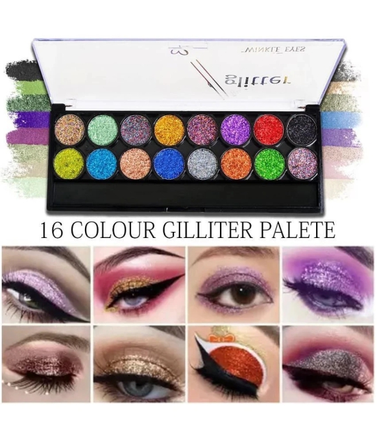 Adbeni Ultimate 16 Pigmented Glitter Eyeshadow Palette 60gm Easily Blendable Eye Makeup Shade-02