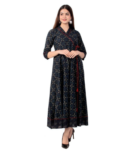 miravan Blue Cotton Angrakha Kurti - XL