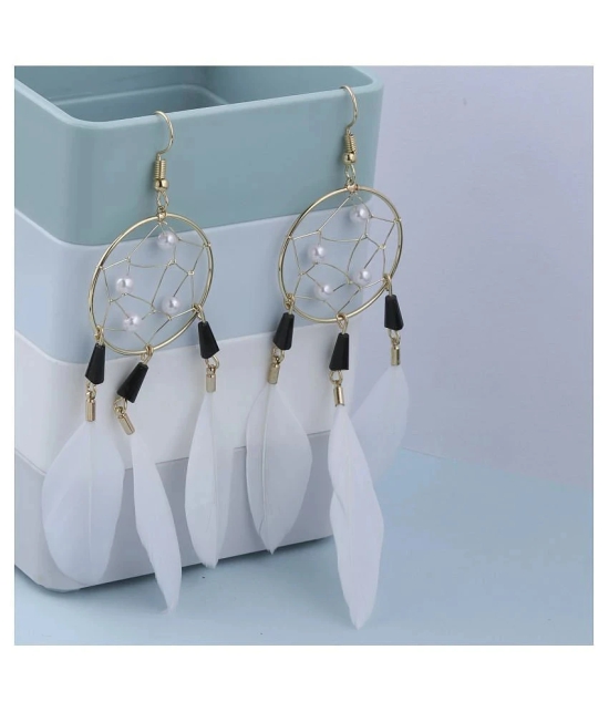 SILVER SHINE Party Wear Stylish Dangle  Earring For Girl Women - White