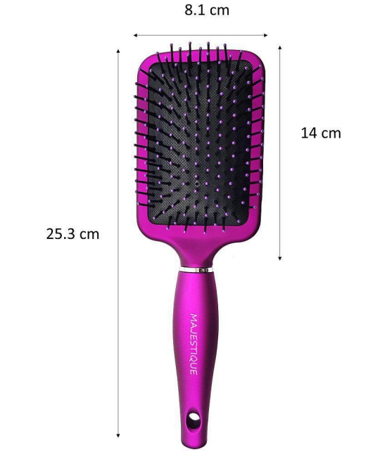 Majestique Purple Paddle Hair Brush Refresh And Extend For All Hair Types Soft Nylon Bristles