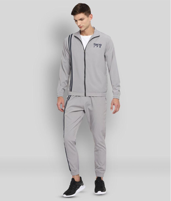 YUUKI - Light Grey Polyester Regular Fit Striped Mens Sports Tracksuit ( Pack of 1 ) - XL