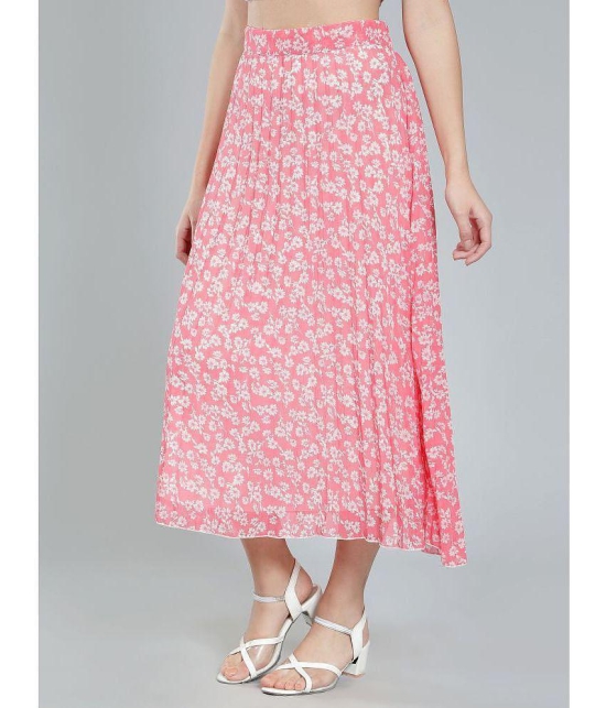 Pink Floral Printed Balloon Sleeves Top & Pleated Skirt Co-ord Set - None