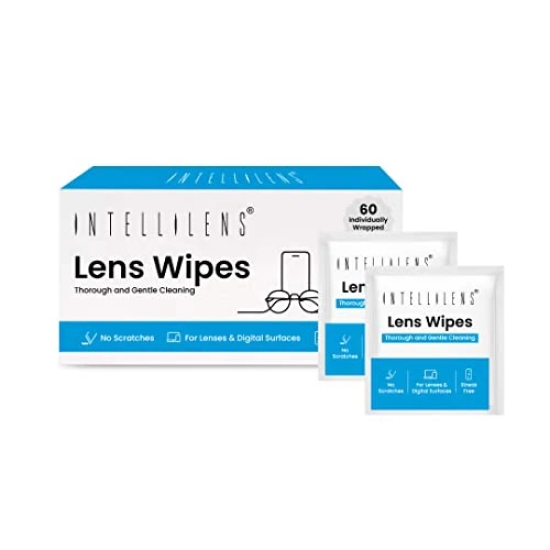 Intellilens Lens Cleaner Wipes Pack of 60  Cleaner Wipes for Spectacles  All Digital Screens  Fast Drying Gentle and Scratch Free Cleaning-Intellilens Lens Cleaner Wipes (Pack of 60) | Cleaner Wi