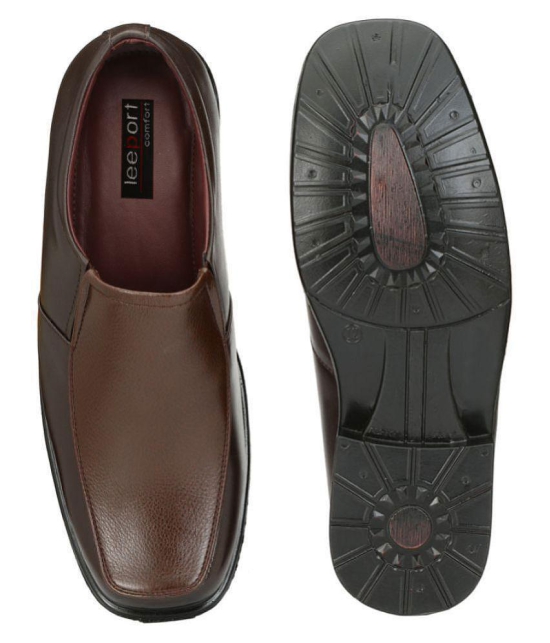 Leeport Slip On Artificial Leather Brown Formal Shoes - None