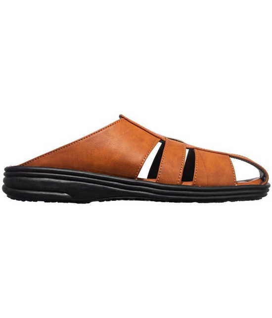 KHADIM Brown Synthetic Leather Sandals - None