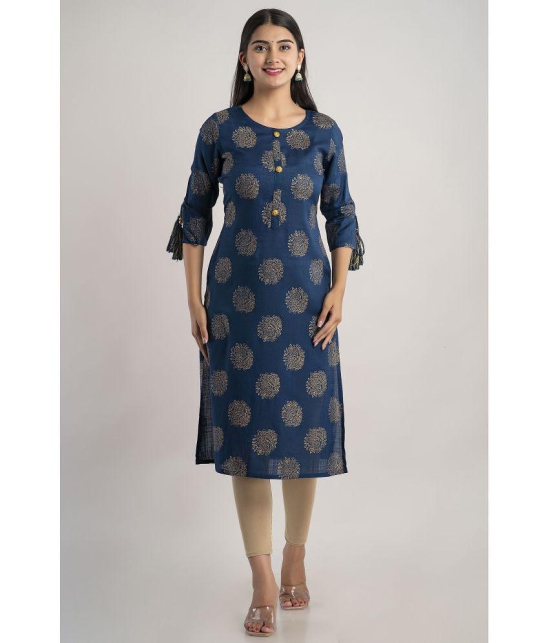 MAUKA - Blue Rayon Womens Straight Kurti ( Pack of 1 ) - None