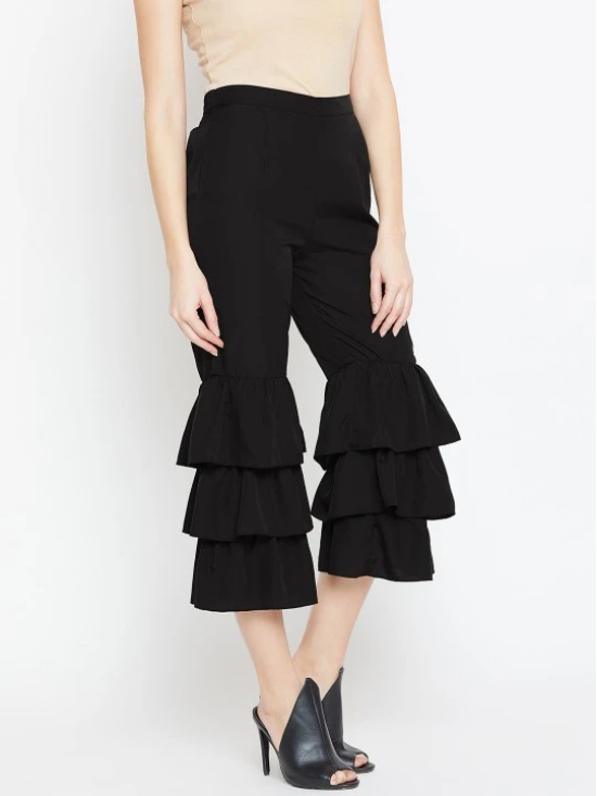 Women Black Loose Fit Solid Culottes