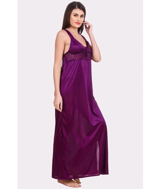 Fasense Purple Satin Womens Nightwear Nighty & Night Gowns ( Pack of 1 ) - None