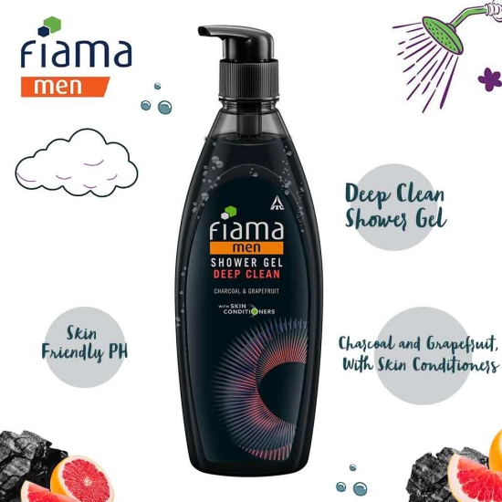 Fiama Men shower gel deep clean with charcoal and grapefruit skin conditioners for refreshed skin bodywash 500ml bottle-Fiama Men shower gel, deep clean with charcoal and grapefruit, skin conditi