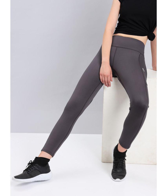 Technosport Grey Polyester Solid Tights - Single - None