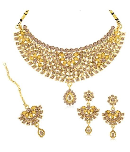 Sukkhi Alloy Yellow Traditional Necklaces Set Choker - Yellow