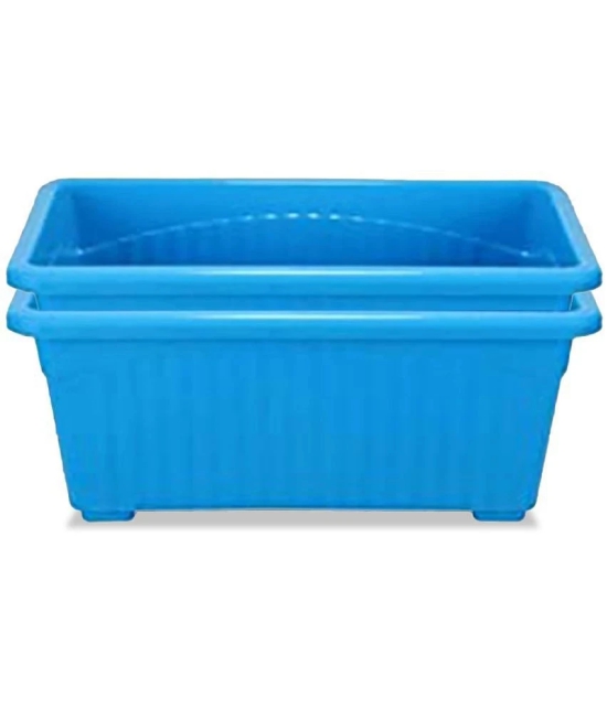 10Club Blue Plastic Flower Pot ( Pack of 2 ) - Blue