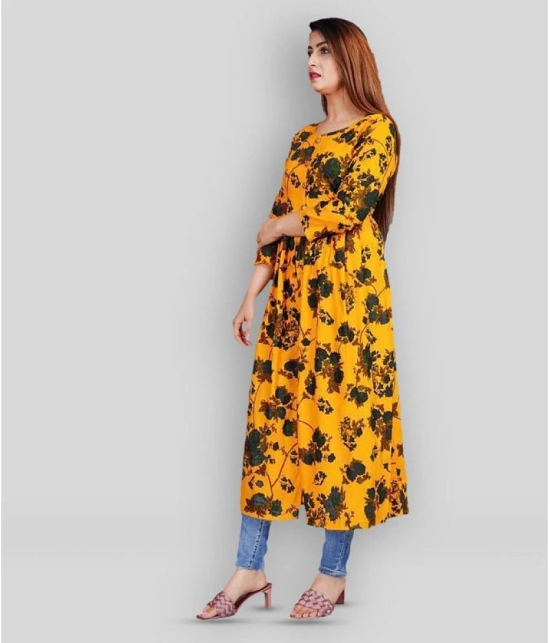 Smien - Yellow Rayon Womens Front Slit Kurti ( Pack of 1 ) - None