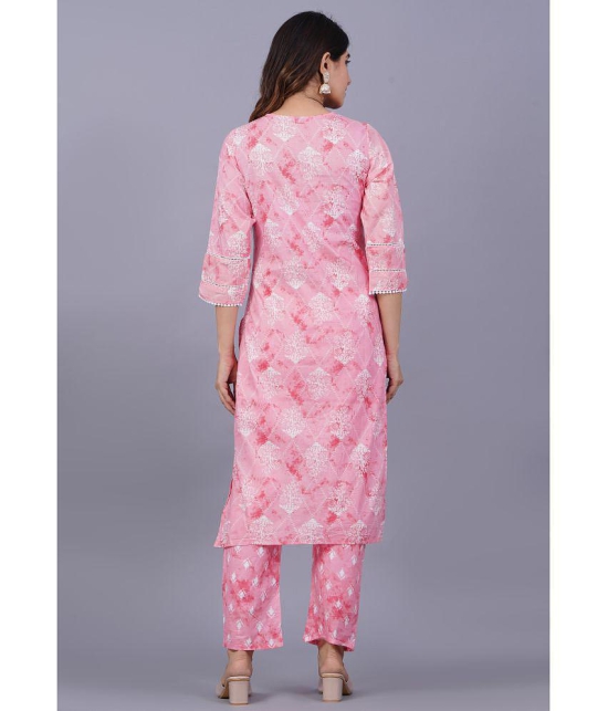 Doriya - Pink Straight Cotton Blend Women's Stitched Salwar Suit ( Pack of 1 ) - None