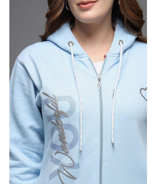 eWools.in Cotton Blend Womens Hooded Sweatshirt ( Blue ) - None