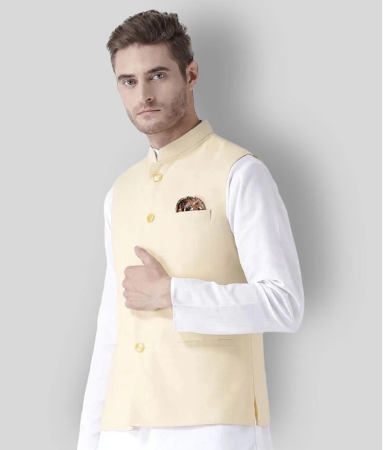 Hangup Yellow Linen Nehru Jacket - None