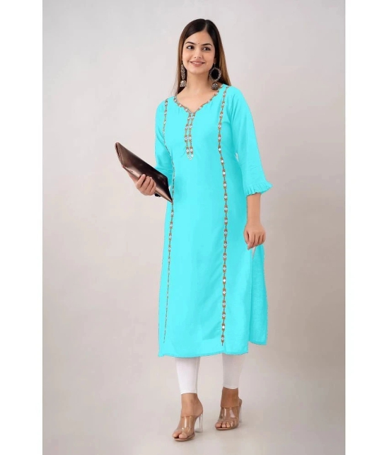 Kapadia - Turquoise Rayon Womens Straight Kurti ( Pack of 1 ) - None