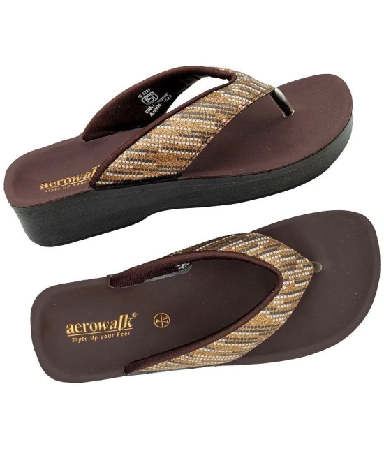 Aerowalk Brown Womens Leather Slipper - None