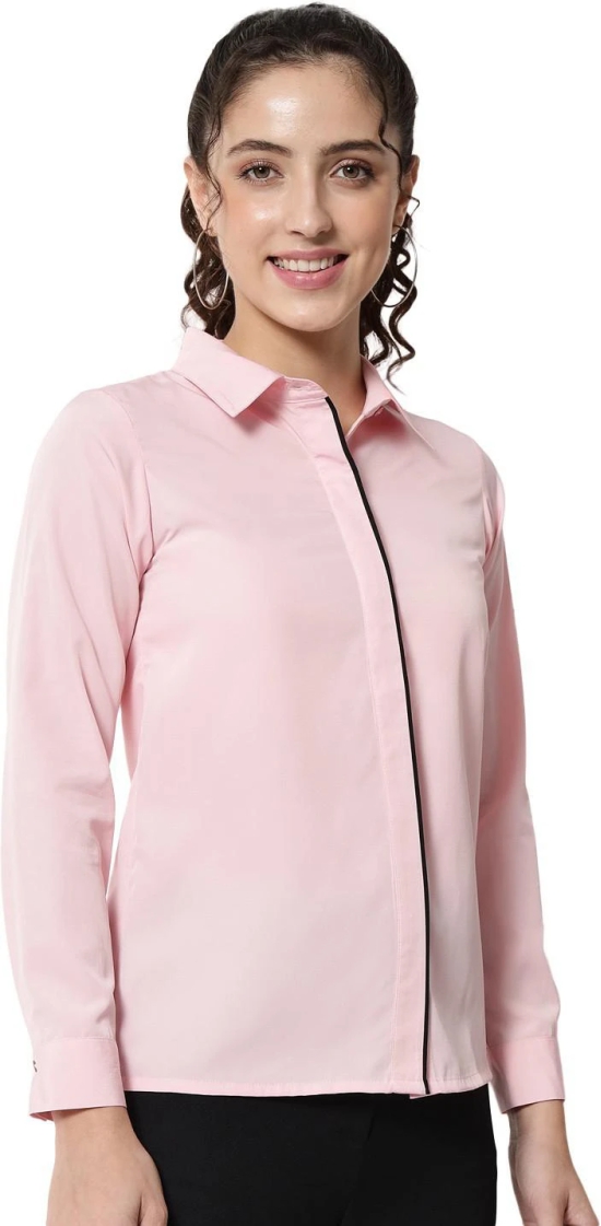 ALL WAYS YOU Womens Casual Office Wear Solid Pink Formal Shirt for Women  XXL