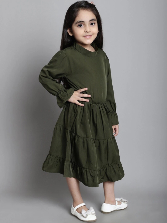 MINI & MING Girls Round Neck A-Line Midi Dress